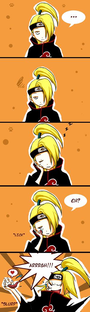 Deidara and his lick-liking hands